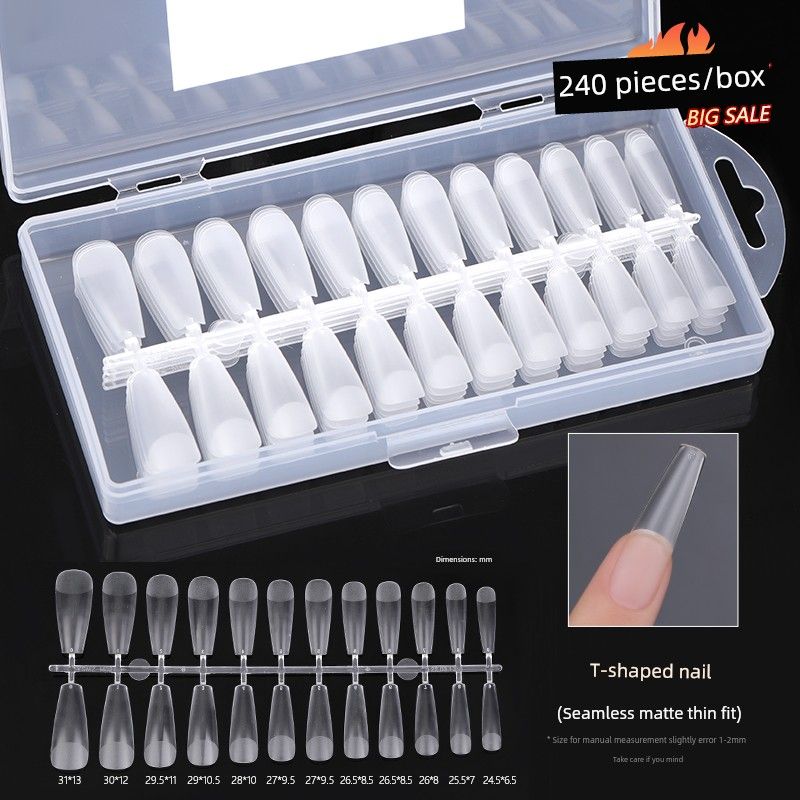 

Seamless Special Repair-Free Engraving and Grinding Semi-Nail Sticky Short Nail Tip T-shaped nail [240 full number]]