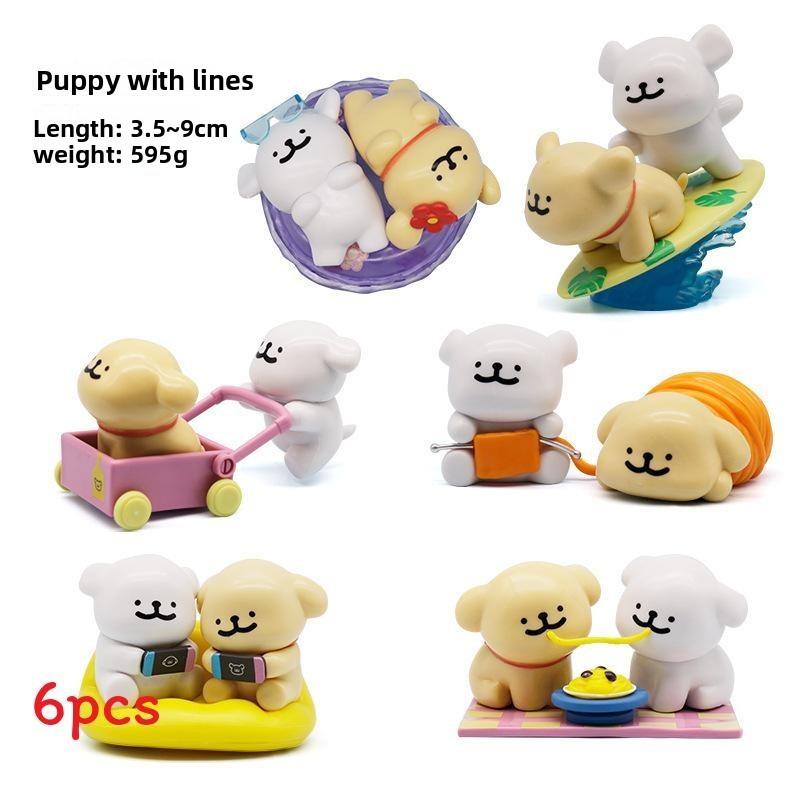 

Pvc Dog Maltese Figure Model Sets With Magnetic Design For Kids And Collectors Sticker Line Dog Bag