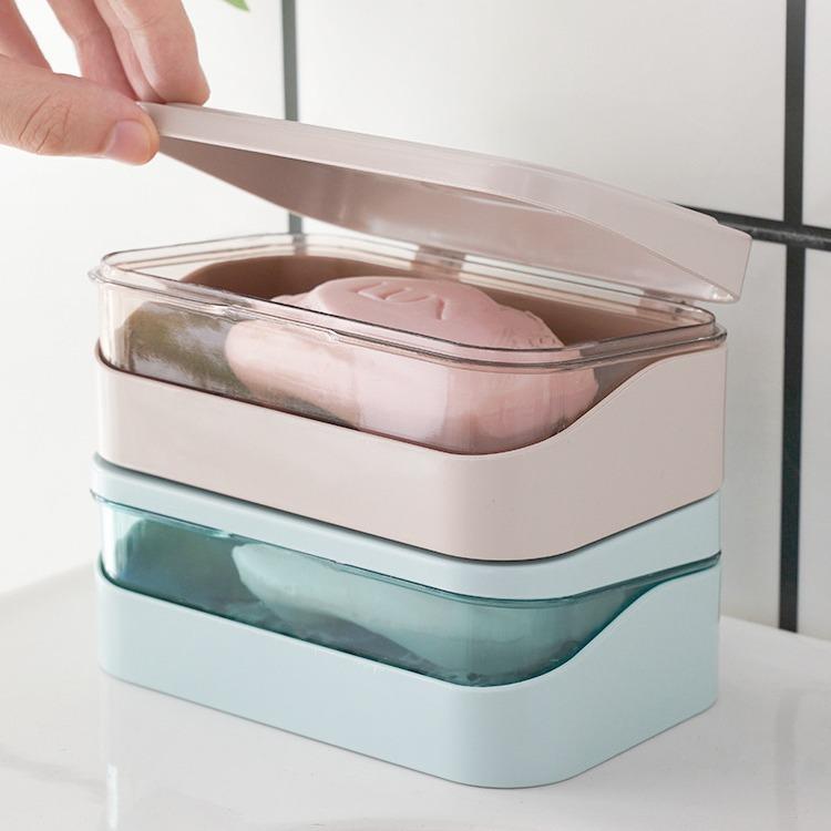 Double Layer Soap Holder with Drain - Light Luxury Design for Bathroom & Travel
