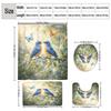 4Pcs 2D Flat Blue Birds And Butterflies Shower Curtain Set with Non-Slip Bath Mat, Toilet Lid Cover, Contour Rug & 12 Hooks, Bathroom Decor