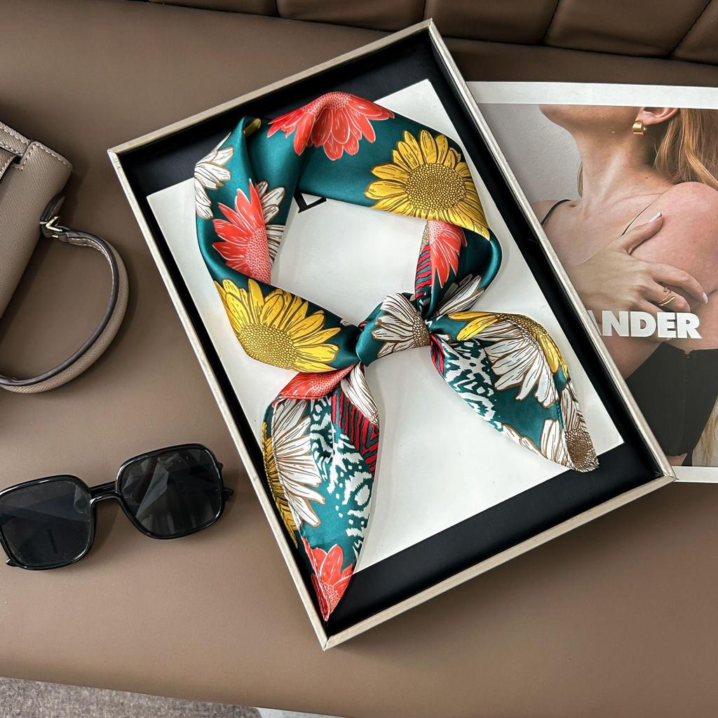 Korean Style High-End Printed Silk Scarf - Versatile Fashion Accessory