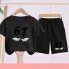 Completo sportivo per bambini: Set di T-shirt casual a maniche corte stampata+pantaloncini adatto per la calda estate