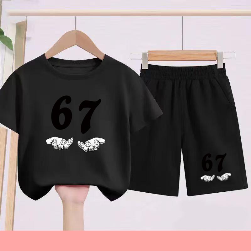 Completo sportivo per bambini: Set di T-shirt casual a maniche corte stampata+pantaloncini adatto per la calda estate