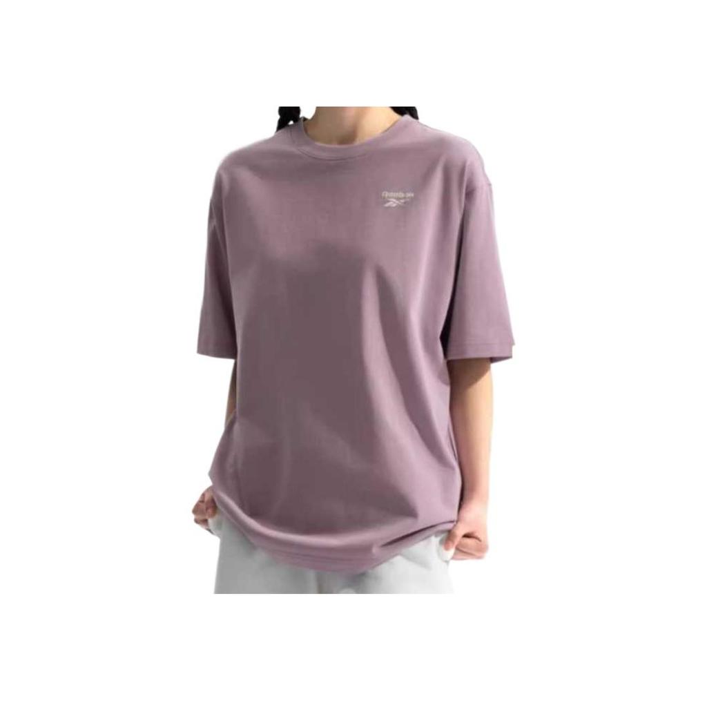 Reebok American Style Comfortable Versatile Round Neck Loose Short Sleeve T-Shirt Unisex T-Shirts Gray Purple 24SRM433UGP3