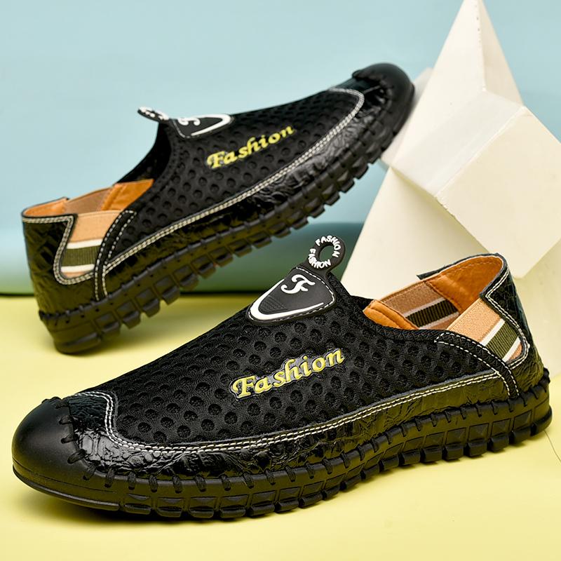 Summer Men's Mesh Sports Shoes Mountaineering Breathable Lightweight Anti Slip Shoes Outdoor Travel Running Casual Shoes