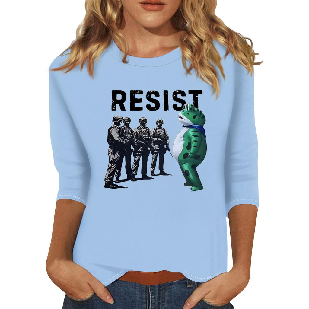 Women's Fashionable Casual Three-quarter Sleeve Round Neck Top