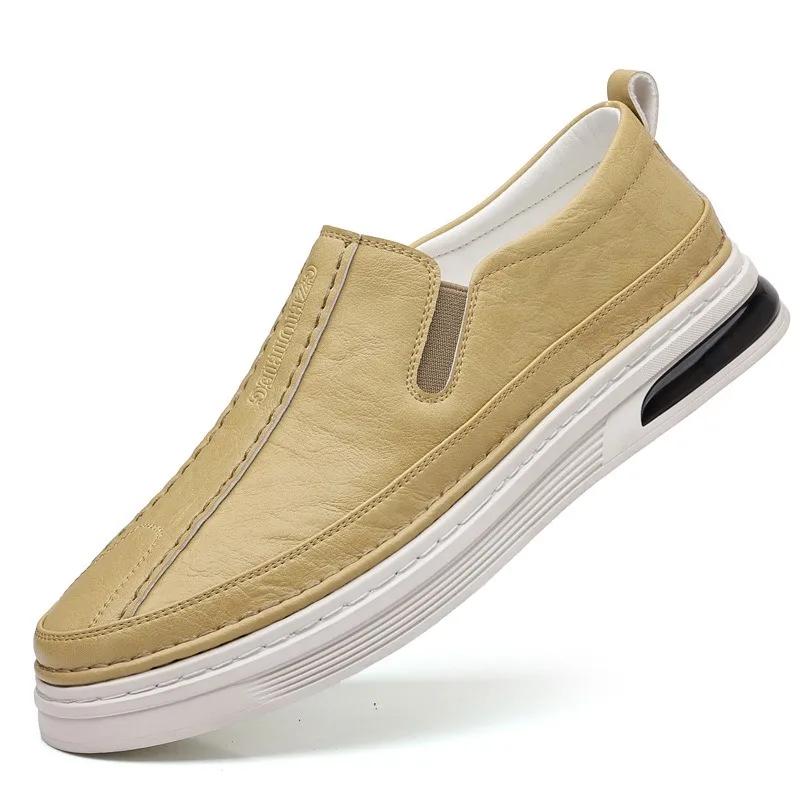 Fashion 2024 Spring Autumn Soft Leather Business Man Shoes British Fashion Designer New Slip-on Casual Men's Shoes Sneakers Male