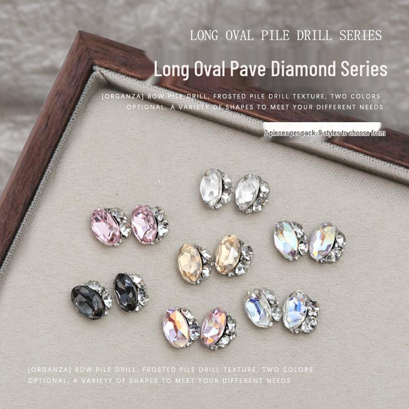 

Oval Rhinestone 3D Nail Art Jewelry - 2 Pieces