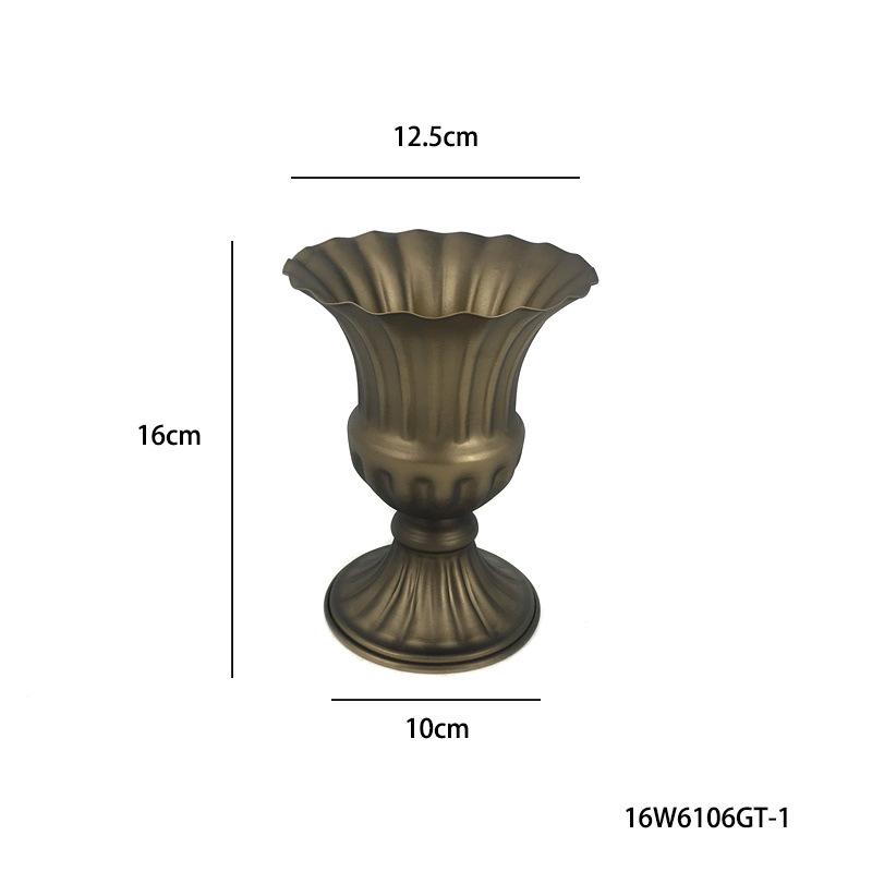 Antique Look Metal Flower Pot - Wedding Table Centerpiece Dried Flower Holder for Home Decor Vintage Style Photo Shoot Accessory