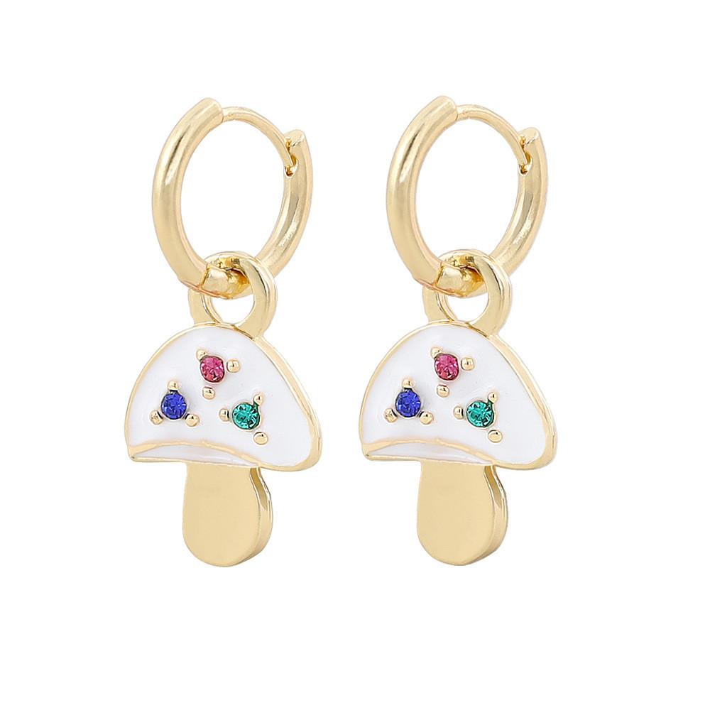 Elegant Geometric Alloy Asymmetrical Mushroom Earrings For Women In Colors Fashionable