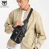 BULLCAPTAIN Brusttasche aus echtem Leder, große Kapazität, lässige Umhängetasche, modische multifunktionale Messenger-Tasche, Handytasche