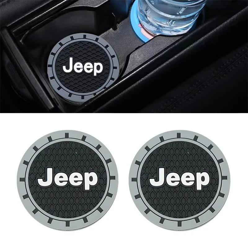2Pcs Anti-Slip Waterproof Silicone Car Cup Coaster for Jeep Renegade Wrangler JK =Grand Cherokee Compass Patriot Auto Accessory ALP1