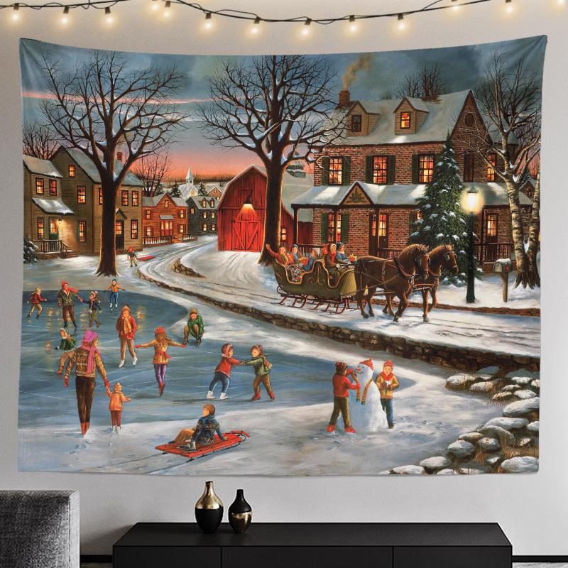 Cross-border Christmas Tree Tapestry Santa Hanging Cloth Background Cloth Digital Printing