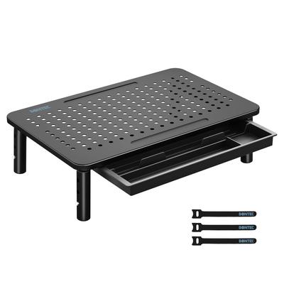 BONTEC Monitor Stand with Desktop Monitor Height Adjustment Mesh 20kg Load Compatible with and Desk Cable Ties Included Drawer, Stand, 3-Stage