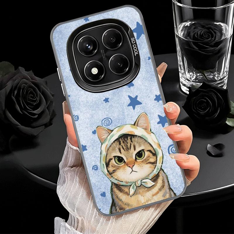Cute Floral Headscarf Kitten Soft Phone Case for Xiaomi Redmi Note 13 14 15 Pro Plus 12S 12 11S 11 11T 10S 10 Shockproof Cover B