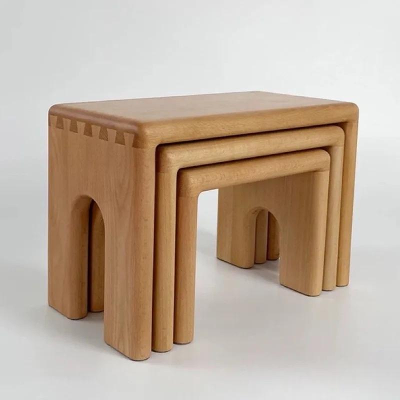 Nordic Ottomans Solid Wood Morden Stools Portable Mini Stool Children Interior Bedroom Ottomans Furniture for Living Room