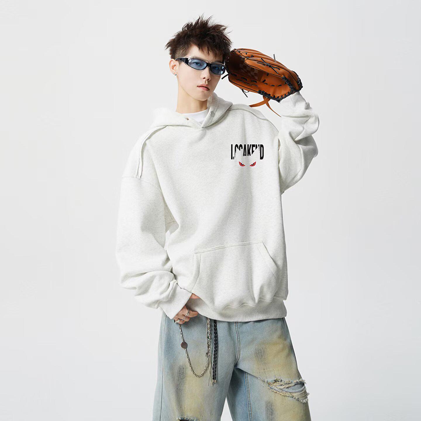 Men s Harajuku Hooded Sweatshirt: Artistic, Simple, Versatile Japanese Style Casual Top M