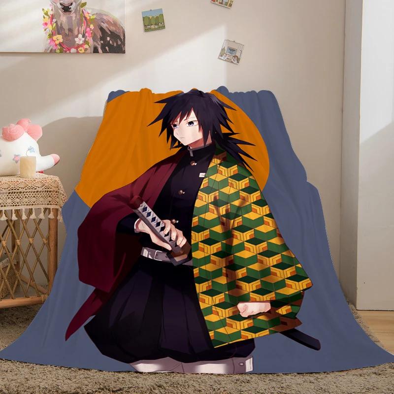 Anime Fleece Blanket Sofa Winter Warm A-Demon Slayer Bed Camping Custom Nap Fluffy Soft Blankets King Size Microfiber Bedding