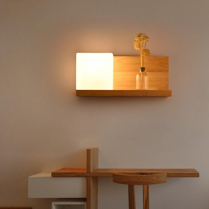 Modern Glass Wall Sconce Light for Bedroom Bedside Bathroom Hallway Living Room Wood Background Lamp Decoration Lighting Japan