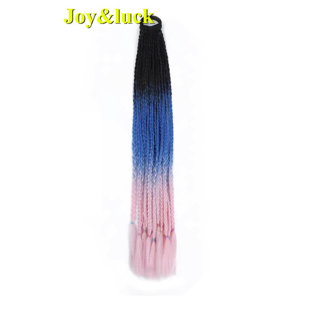24 Zoll Ombre Yaki Straight Synthetische Haarverlängerungen Mädchen Farbe Geflochten Zopf Gummiband Box Braid