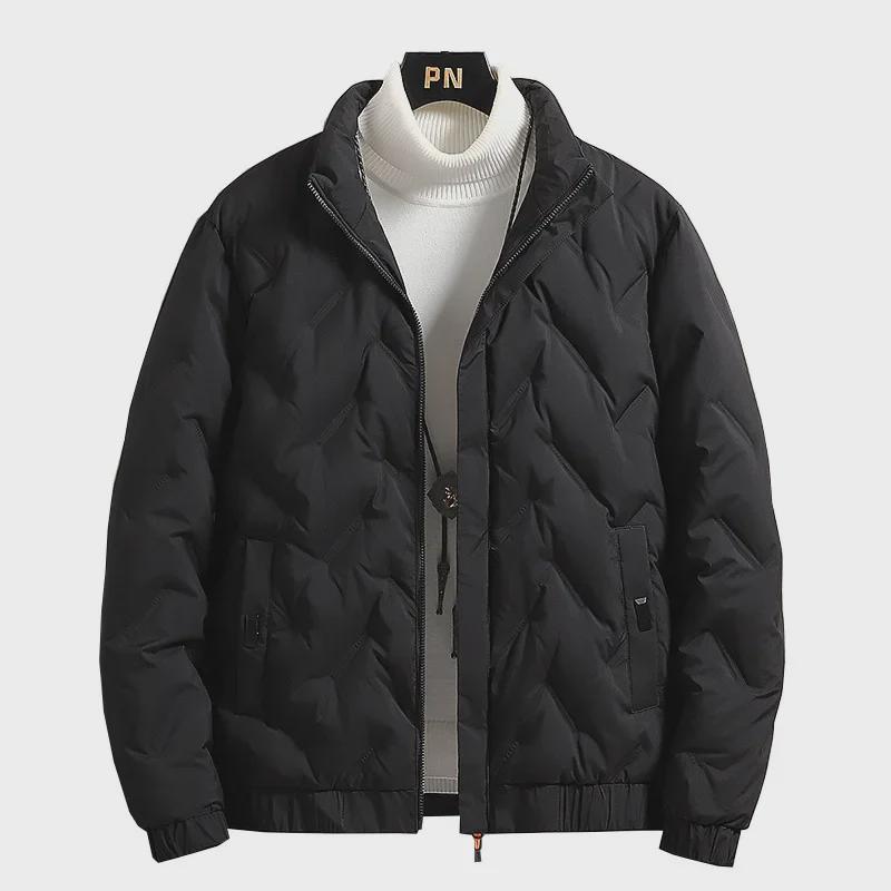 Men's Lightweight Down Jacket - New Autumn/Winter Style, White Duck Down, Casual Short Stand Collar.