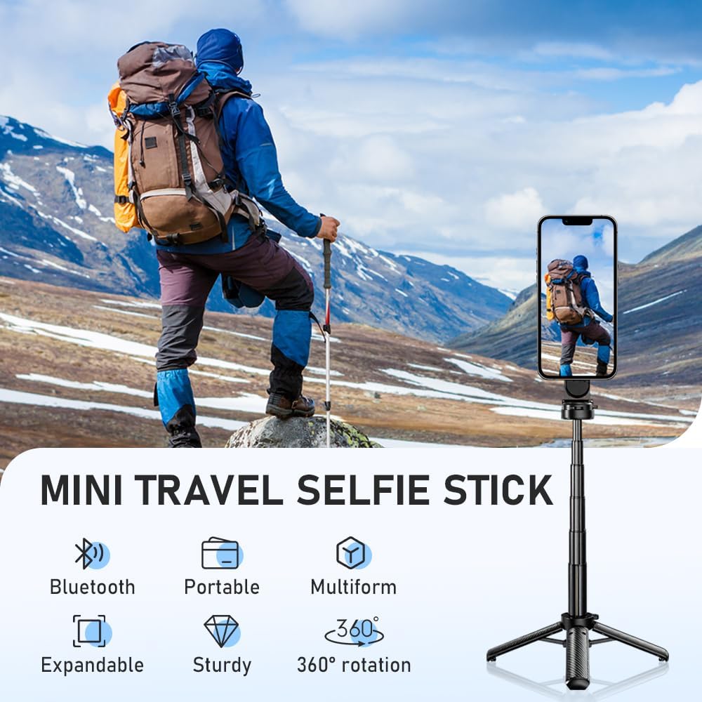 4-in-1 Multifunctional 360° Rotation Magnetic Selfie Stick, 2025 New 360° Rotation Phone Tripod with Bluetooth Remote Control, Portable Extendable Mag