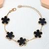 ZAKOL Brand 5 Pcs Plum Blossom Flowers Bracelet for Women Plant Five Leaf Flower Stainless Steel Chain Bracelets Zircon Gifts