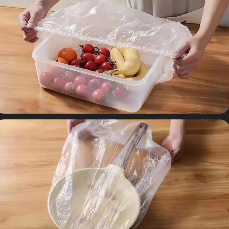 Capa de plástico descartável reutilizável para alimentos, envoltório plástico durável, tampas elásticas para alimentos para tigelas, capas elásticas para pratos, bolsa de proteção para alimentos na cozinha