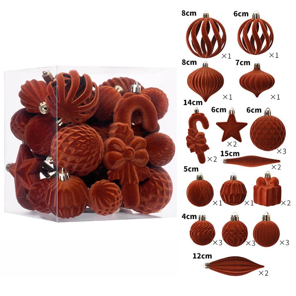 28-piece Christmas Decoration Set, Premium Flocked Christmas Ball Set, Christmas Tree Ornaments, Hanging Decorations, Scene Decorations.