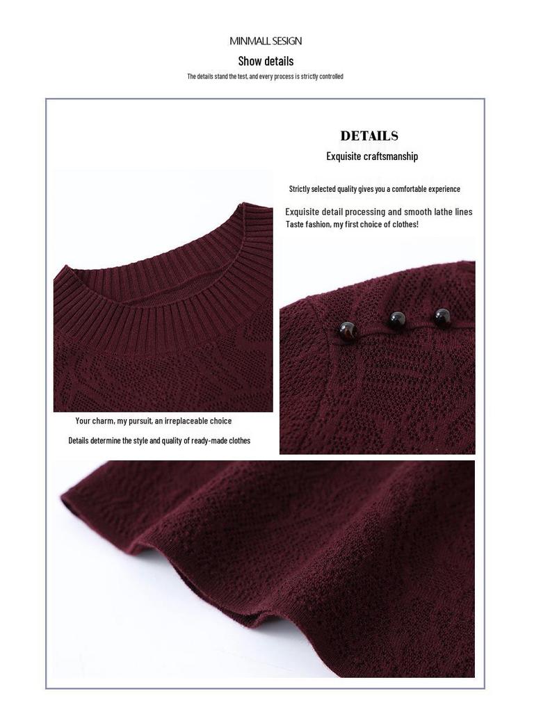 2025 Elegant Plus Size Woolen Knit Dress: Winter Slimming Long Skirt