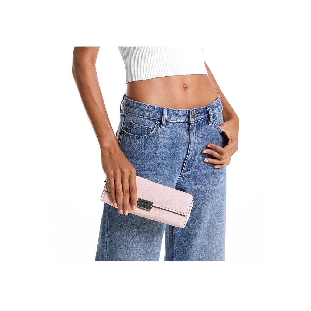 Michael Kors Ludlow Logo Flap Closure Lambskin Shoulder Bag Women Bags Rose-Pink 32S5SLNU1R-653