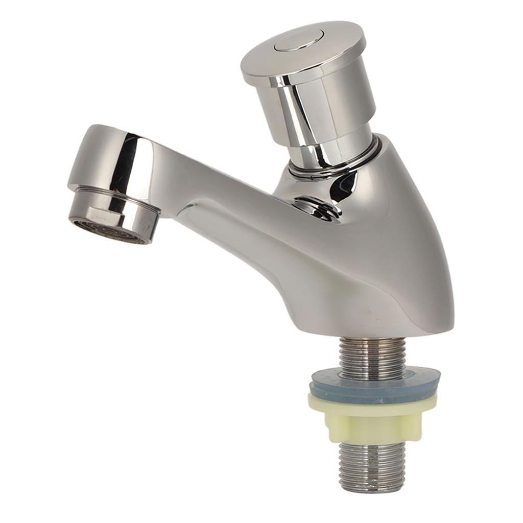Time Delay Silver Faucet Single Tube Cold Water Basin Taps G1/2 Thread for Home Kitchen Bathroom