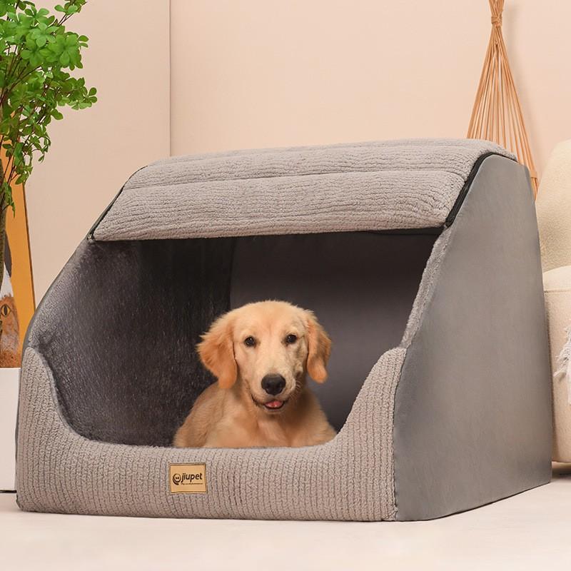 All-Season Insulated Dog Bed Medium To Large Breeds Washable Enclosed Kennel With Removable Cover