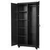Metal Storage Cabinet, 179.5 cm Rolling Steel Garage Cabinet with Adjustable Shelves, 2 Magnetic Doors, Hanging Rod & 3 Rod Hooks, 5 Tiers Lockable