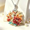 Cute Dragon Fox Pendant Necklace Colorful Enamel Craft Sparkling Crystal Jewelry for Christmas Holiday Wear Gift