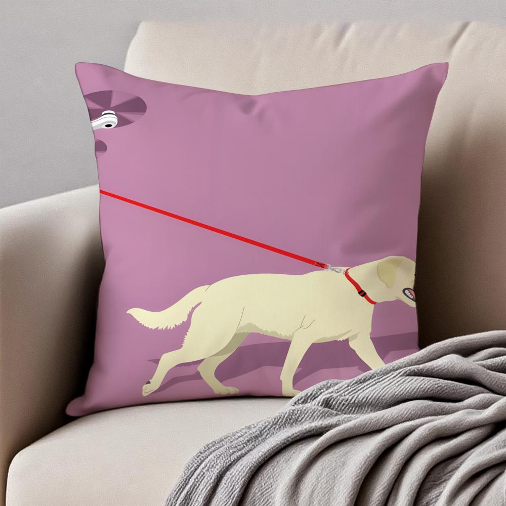 Funny Animal Illustrations Art Cushion Cover Pillowcase Antidustmite Invisible Zipper Short Plush Sofa Cushion