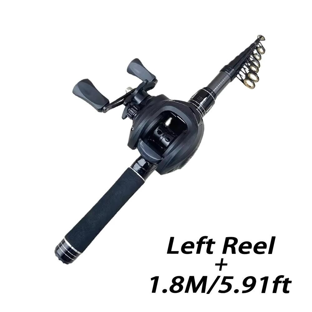 Carrete de Baitcasting Ultraligero Combo Caña de Pescar de Lanzamiento Largo para Viaje Caña de Pescar Mini Viaje