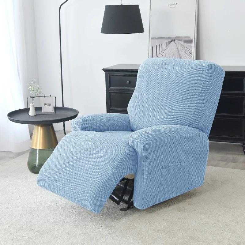Solid Color Recliner Chair Cover Polar Fleece Non-Slip Single Sofa Covers for Living Room Lazy Boy Relax Armchair Slipcover