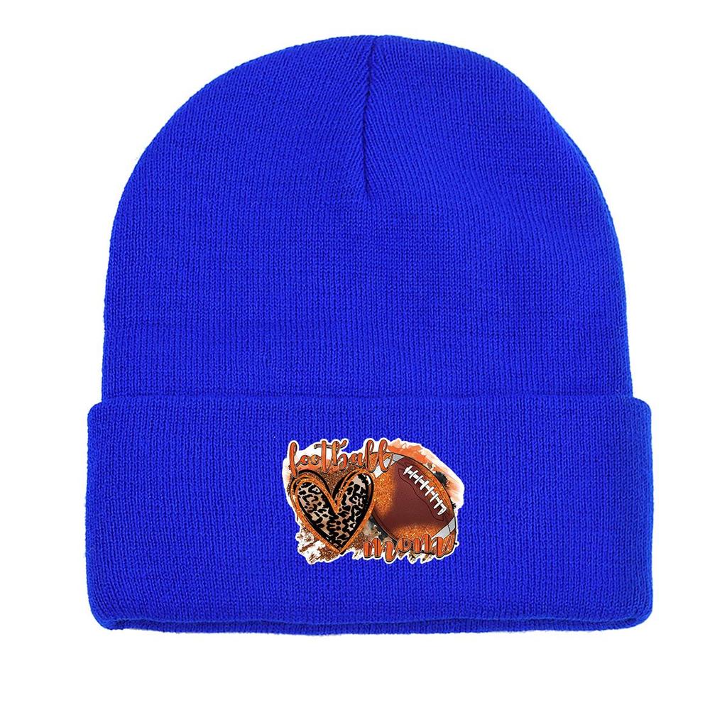 Football Heart Warm Knitted Cap Beanie, "football Mom" Skullies Beanies Soft Winter Solid Color Pompom Beanies Knit Hat Beanie
