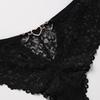 Černé krajkové kalhotky T-string se středním pasem a pohodlným výkrojem - Sexy dámské spodní prádlo plus size