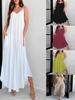 Damen locker V-Ausschnitt unregelmäßig A-Linie einfarbig Trägerkleid