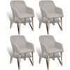 VidaXL 4 Pcs Dining Chairs Beige Fabric and Solid Oak