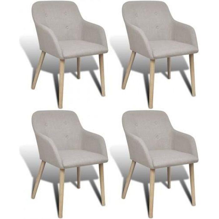 VidaXL 4 pcs Chaises de salle à manger Beige Tissu et chêne massif