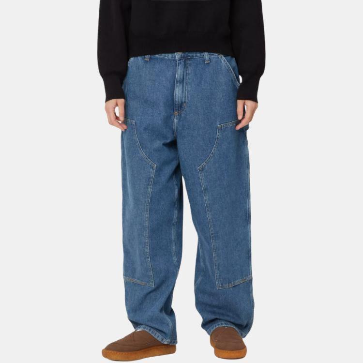 Carhartt WIP Fw24 W Brandon Double Knee Pant Loose Straight Leg Zipper Fly Jeans Women pants Blue I034229-01-06