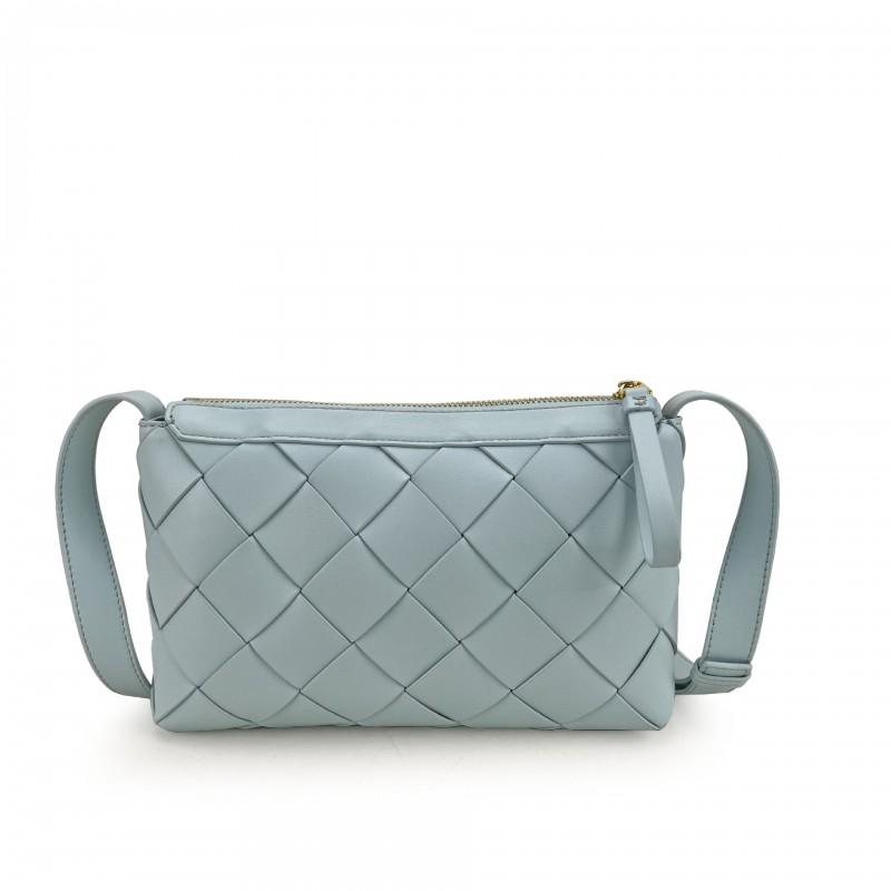 Minimalist Woven Square Crossbody Bag In Genuine Leather Lightweight Daily Use Shoulder Women