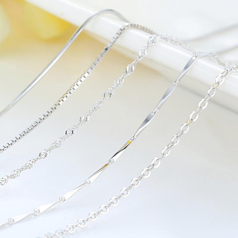 Buyee 925 Sterling Silver Loose Chain Snake Box Chain Necklace Fit for Women Pendant Jewelry Accessories Clavicle Chain 18 Inch