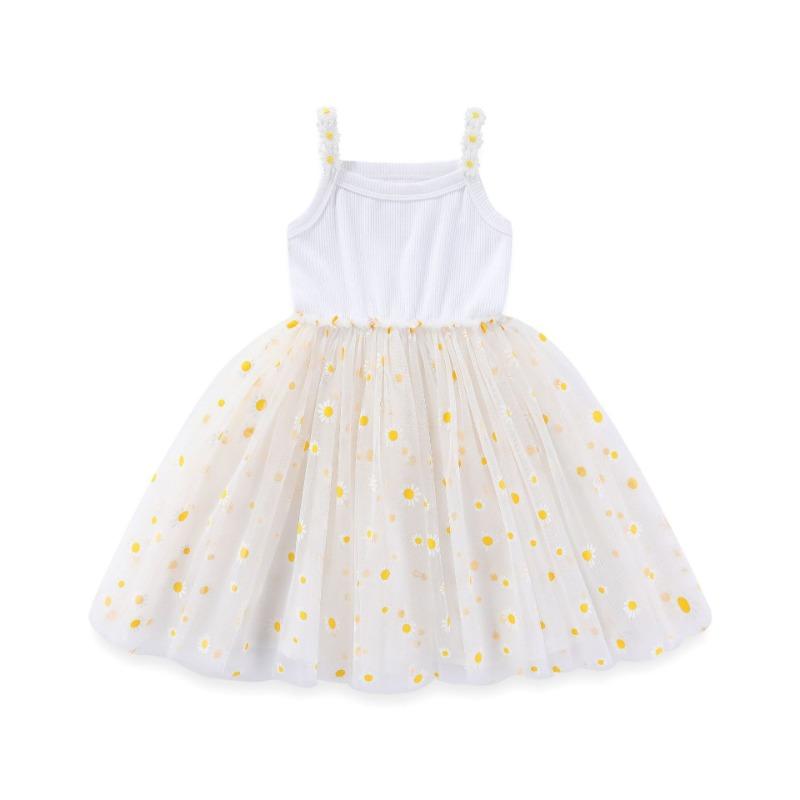 

Летняя детская сетчатая юбка-халтер для девочек Zou Chrysanthemum Floral Skirt Детское платье 110cm белый