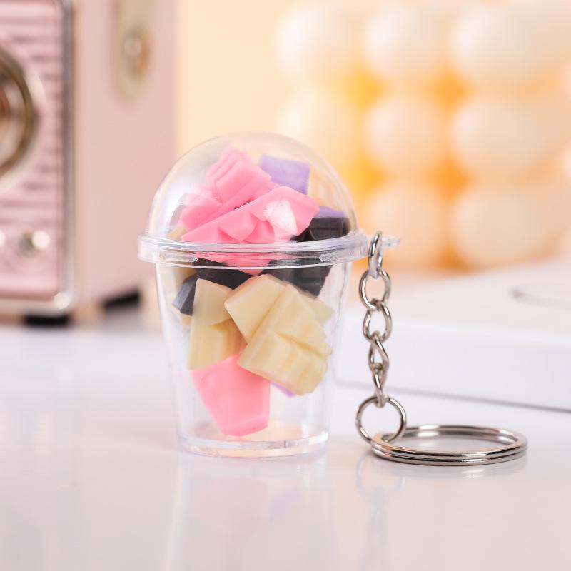 Influencer Shaker Cup Keychain: Toy Food Pendant for Students & Couples