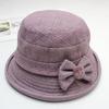 Middle-aged and Elderly Hat Lady Autumn and Winter Warm Woolen Bucket Hat Mother Grandma Old Lady Hat Bow Basin Hat