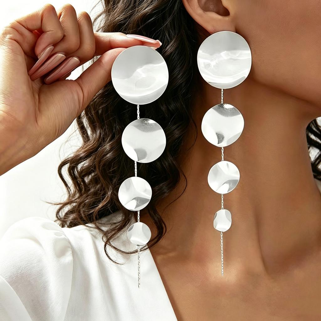 1 Set of Personalized Round Geometric Stud Earrings for Women's Parties and Parties for Daily Travel